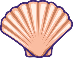 Pearl  sea shell cartoon. Ocean exotic underwater pearl shell  aquatic mollusk. Sea shell vector graphic isolated on transparent background.