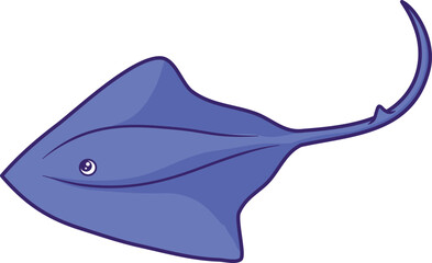 Stingray fish mascots cartoon illustration isolated on transparent background.
