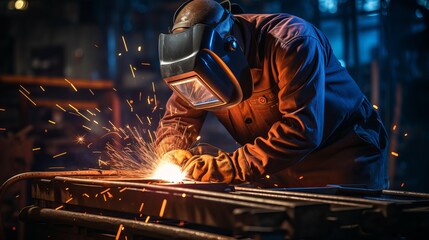 workers and welders who perform arc welding , generative ai - obrazy, fototapety, plakaty
