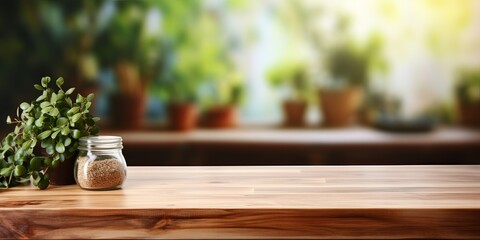 Vibrant Houseplants Bask on a Rustic Wooden Table, generative ai