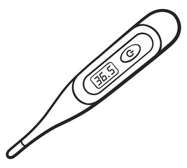 medical thermometer black contour drawing