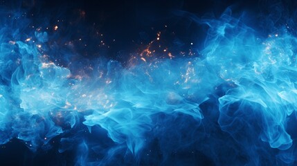 Abstract industrial background with swirling blue fire-like particles in motion - obrazy, fototapety, plakaty