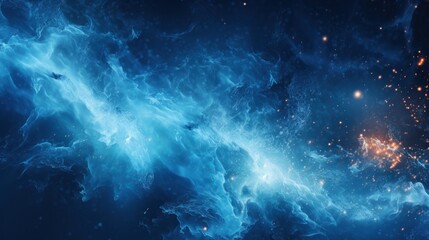 Abstract industrial background with swirling blue fire-like particles in motion - obrazy, fototapety, plakaty