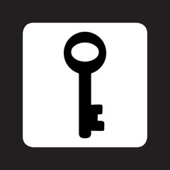 Key icon vector. Key logo design. Key vector icon illustration in square isolated on black background	