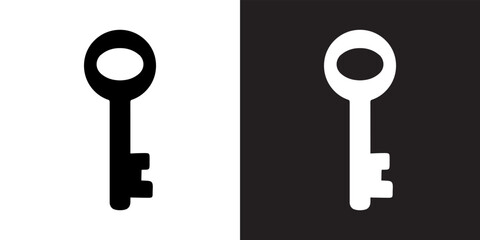 Key icon vector. Key sign symbol in trendy flat style. Key vector icon illustration isolated on white and black background	