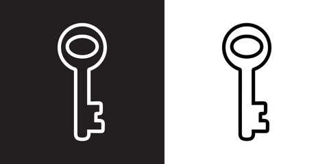 Key icon vector. Key sign symbol in trendy flat style. Key vector icon illustration isolated on black and white background