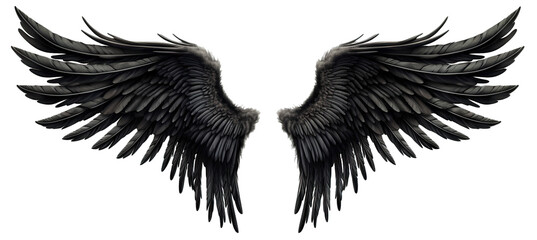 Pair of black wings, cut out - obrazy, fototapety, plakaty