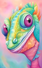 portrait of a multicolor chameleon