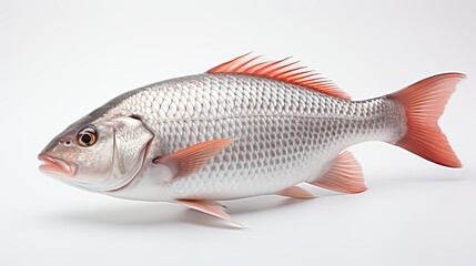 A Lone Goldfish Gleams Against a Pristine White Background, generative ai