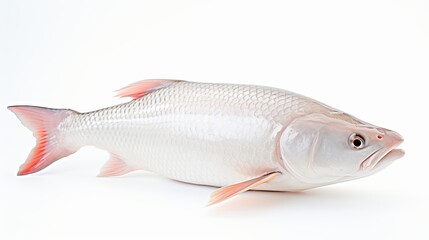 A Lone Goldfish Gleams Against a Pristine White Background, generative ai