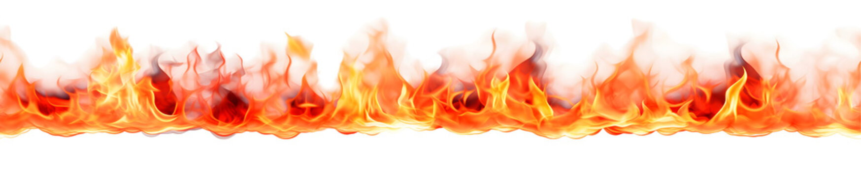 A dynamic seamless border of blazing flames, representing the fierce energy and power of fire