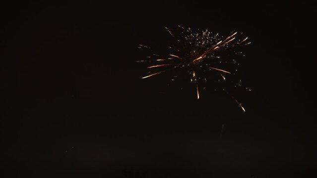 Simple fireworks on black sky during holidays