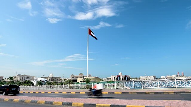 United Arab Emirates Flag Hoisted in Sharjah Flag Island