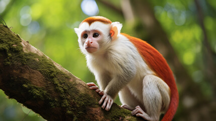 Red and white monkey with long tail found in Madaba's