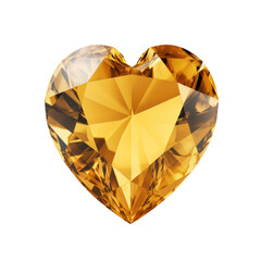 dark yellow heart diamond isolated on transparent background,transparency 