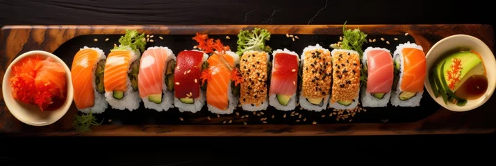 Foto op Plexiglas Artfully crafted sushi rolls © Natalia