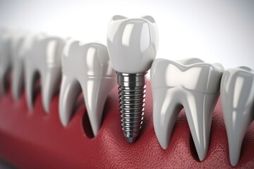 D Model Of Dental Implant . Сoncept Dental Implant Close-Ups, Realistic Dental Prosthetics, Surgical Precision, Dental Implant Photography - obrazy, fototapety, plakaty