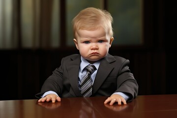 Baby Boy In Business Outfit, Almost Crying