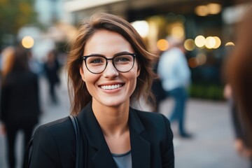 A Business Woman Wearing Glasses - obrazy, fototapety, plakaty