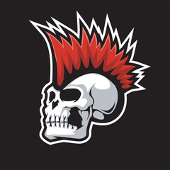punk head skull mascot illustration