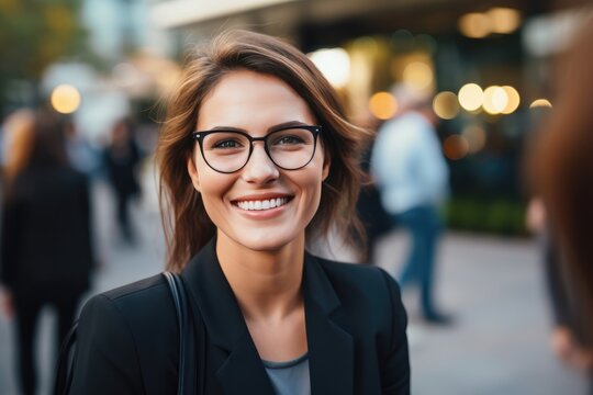 A Business Woman Wearing Glasses