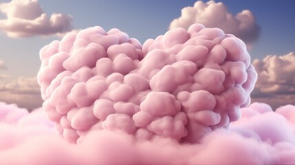 Obraz premium A heart shaped cloud floating in a pink sky, valentines day Banner, Happy Valentines day