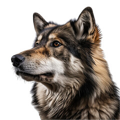 Wolf Face Side View Isolated on Transparent or White Background, PNG