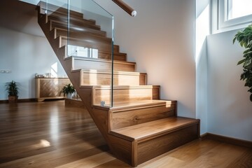 Contemporary Wooden Stairs In New House Elegant Architecture And Design