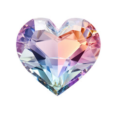 Rainbow heart diamond isolated on transparent background,transparency 