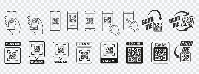 Effortless scanning with QR code icon on smartphone. Simplify interactions with this barcode vector illustration.