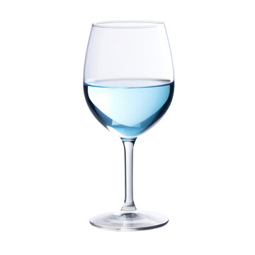 Wine glass with clear blue water liquid isolated on transparent background,transparency 