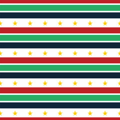 Seamless Christmas pattern with horizontal colorful lines and stars
