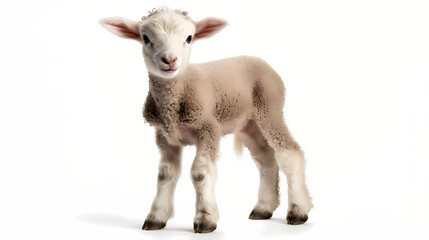 A Baby Lamb On White Background