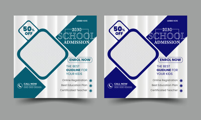 School admisson Social Media Post template. 