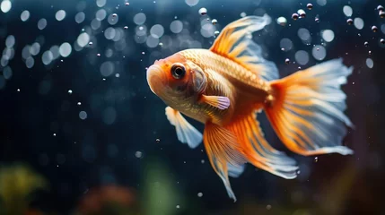 Fotobehang Close-up, fish in an aquarium © cherezoff