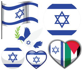Vector Cartoon Illustration of Israel Flag Icon