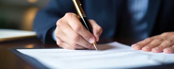 Businessperson Signing Important Documents. Сoncept Corporate Contracts, Legal Agreements, Professional Signatures