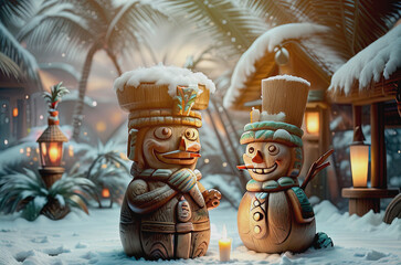 wooden snowmen