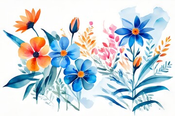Fototapeta na wymiar watercolor flowers background