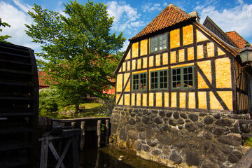 Half-Timbered Houses at Den Gamle By (The Old Town in English), an open-air town museum located in the Aarhus city, Denmark	
