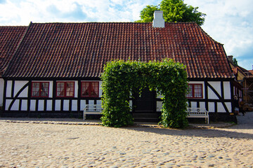 Half-Timbered Houses at Den Gamle By (The Old Town in English), an open-air town museum located in...
