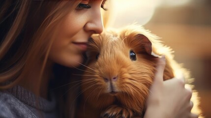 Photo of a guinea pig, close-up - obrazy, fototapety, plakaty