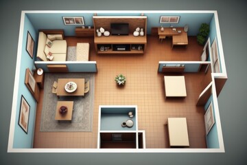 Top view of living room interior