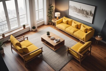Top view of living room interior