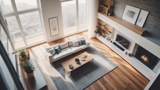 Top view of living room interior