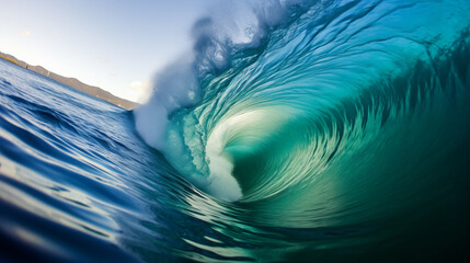 Surfer on Blue Ocean Wave