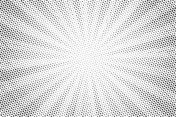Halftone gradient sun rays pattern. abstract halftone vector dots background. monochrome dots pattern. pop art, comic small dots. star rays halftone poster. shine, explosion. sunrise rays background. - obrazy, fototapety, plakaty
