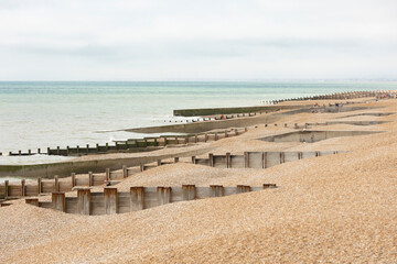 Hastings, united kingdom, 24, August 2022 pebble beach of st leonards in hastings east sussex...