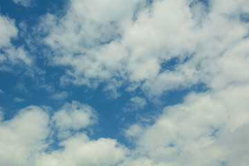 Beautiful large clouds in the sky in spring