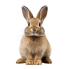 Relaxed Rabbit Sitting Isolated on Transparent or White Background, PNG